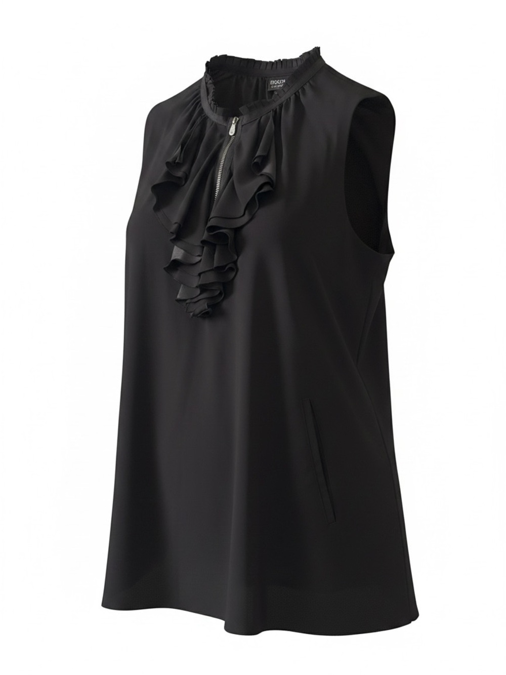Nicole by Nicole Miller Black Sleeveless Ruffle-Front Camisole